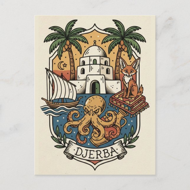 Isla Djerba Túnez Postal de Viaje (Anverso)