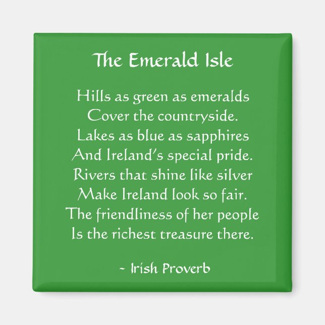 Isla Esmeralda: imán proverbio irlandés (Frente)