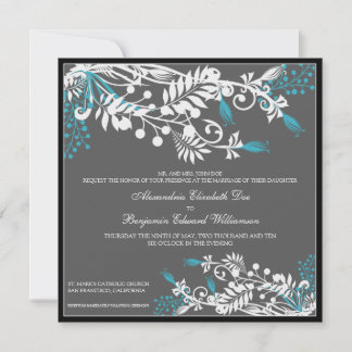 Isla Floral (aqua) Elegante invitación a la boda