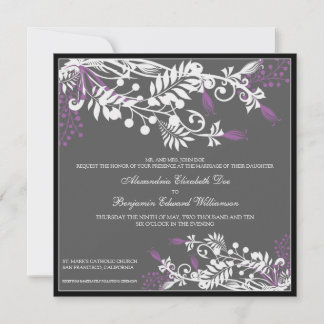 Isla Floral (lilac) Elegante Invitación de matrimo