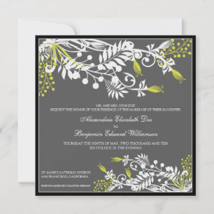 Isla Floral (oliva) Elegante invitación a la boda