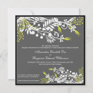 Isla Floral (oliva) Elegante invitación a la boda