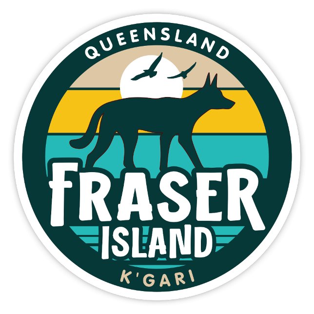Isla Fraser, Pegatina de Queensland Australia (Fraser Island, K'Gari Queensland Retro Round Sticker)