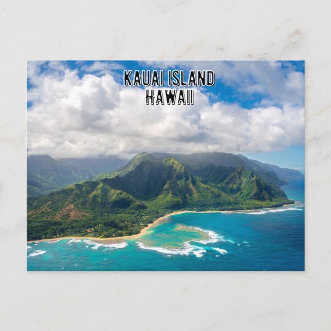 Isla Kauai en la postal de Hawaii (Anverso)
