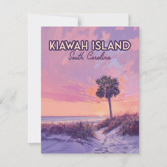 Isla Kiawah South Carolina Beach Palm Tree Card (Anverso)