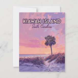 Isla Kiawah South Carolina Beach Palm Tree Card