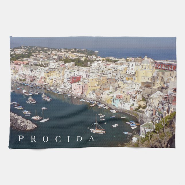Isla Procida Corricella vista toalla de té (Horizontal)