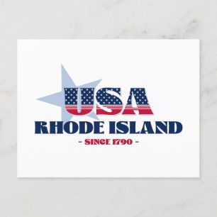 Isla Roda en postal roja, blanca y azul