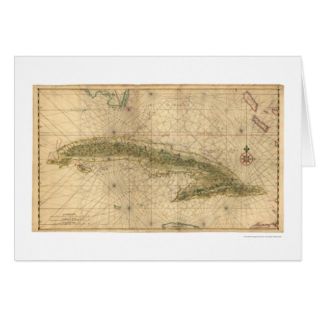 Isla temprana del mapa 1639 de Cuba (Anverso (Horizontal))