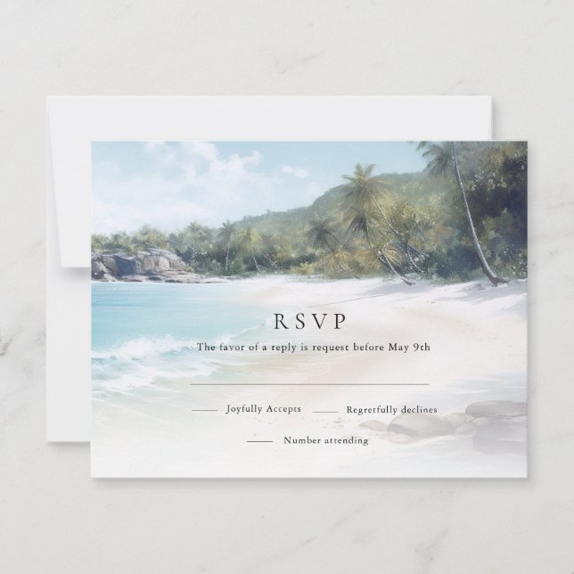 Isla Tropical Beach Wedding RSVP (Anverso)