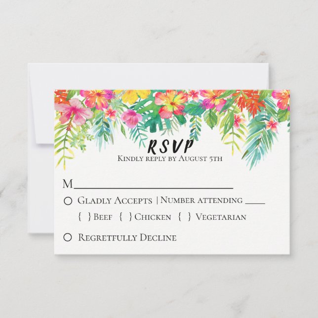 Isla Tropical Boda Floral RSVP (Anverso)