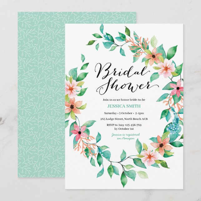 Isla Tropical: Invitación a la ducha nupcial (Anverso / Reverso)