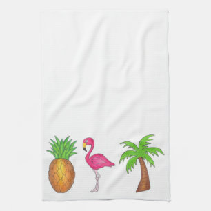 Isla Tropical Pineapple Flamingo Palm Tree Toalla