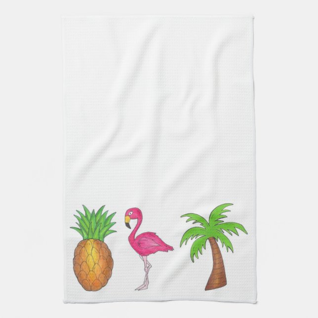 Isla Tropical Pineapple Flamingo Palm Tree Toalla (Vertical)