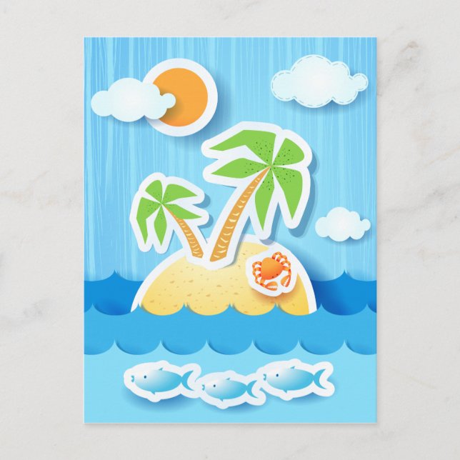 Isla tropical, postal (Anverso)