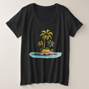 Isla Tropical Vibes Camiseta Gráfica De Árbol De P