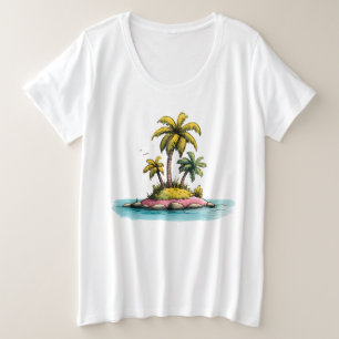 Isla Tropical Vibes Camiseta Gráfica De Árbol De P