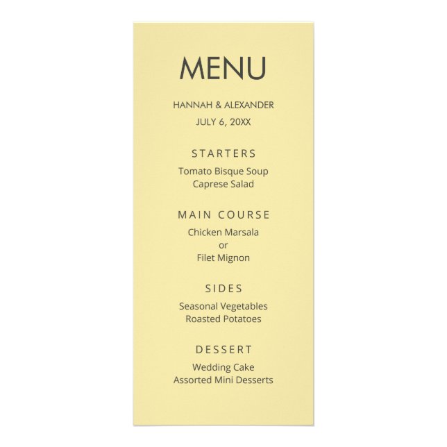 Island Citrus Yellow Wedding Menu (Frente)