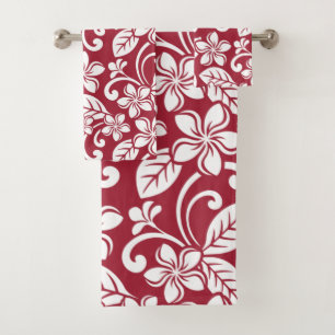 ISLAND PLUMERIA (CARDINAL RED) CONJUNTO DE TOALLAS