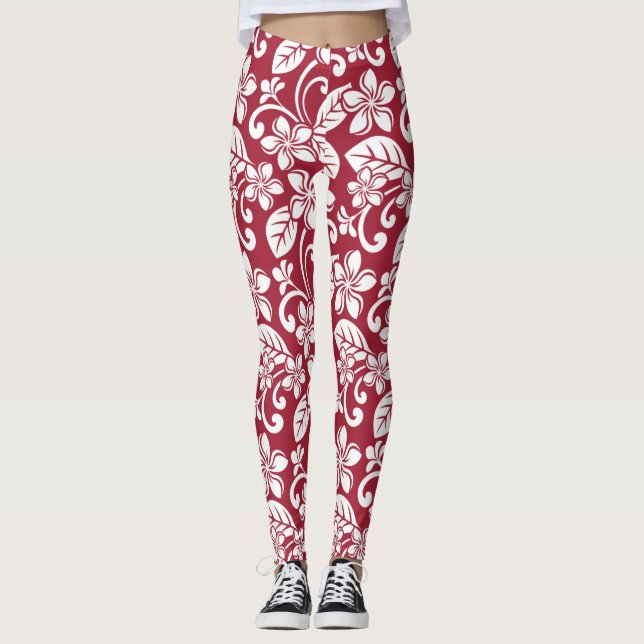 ISLAND PLUMERIA (CARDINAL RED) Leggings (Anverso)