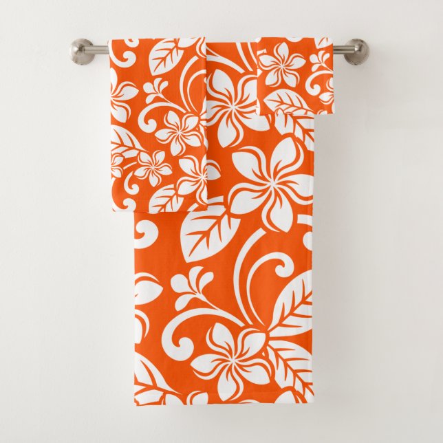 ISLAND PLUMERIA (MUY NARANJA) BATH TOWEL SET (In situ)