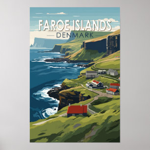 Islas Feroe Dinamarca Viaje Arte Vintage