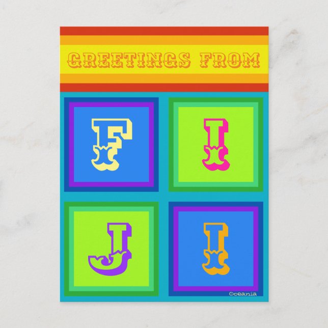 Islas Fiji Oceanía coloridas postales de vacacione (Anverso)