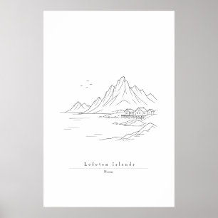 Islas Lofoten Minimalistas Impresión de Arte de Lí