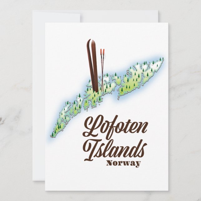 Islas Lofoten, poster de esquí de Noruega. (Anverso)