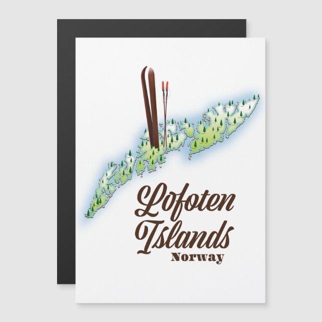 Islas Lofoten, poster de esquí de Noruega. (Anverso/Reverso)