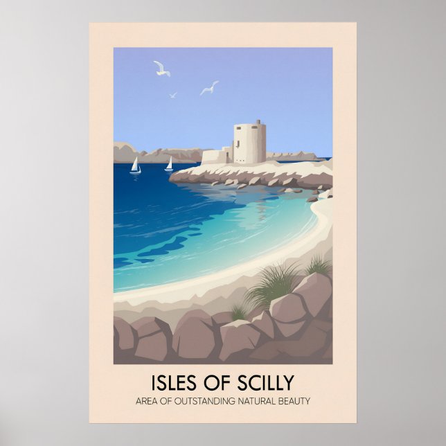 Islas Sorlingas Cornualles AONB Póster de viaje (Frente)