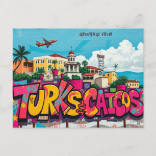 Islas Turcas y Caicos Tarjeta postal grafiti del R