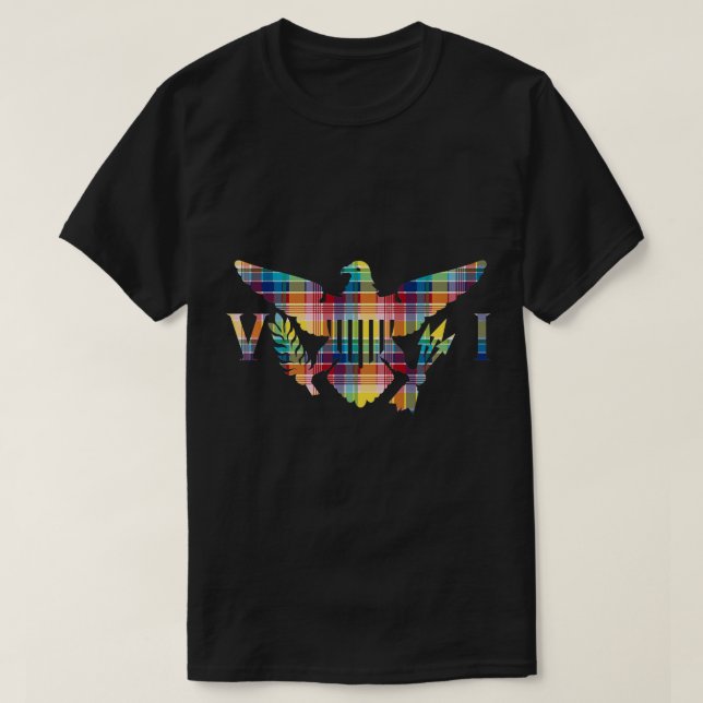 Islas Vírgenes Madras VI Bandera Camiseta Premium (Diseño del anverso)