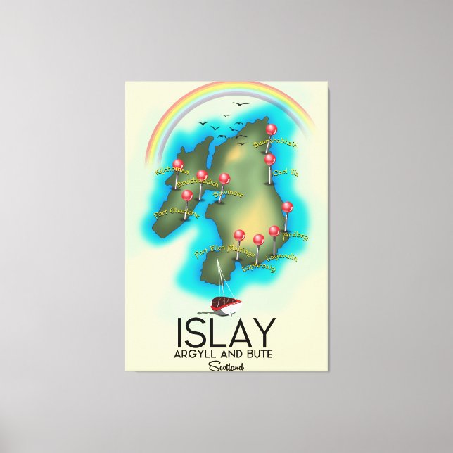 Islay, Hébridas interiores, mapa de escocia, arte  (Anverso)