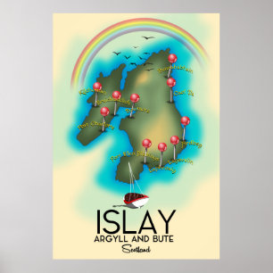 Islay, Hébridas interiores, mapa de escocia, arte