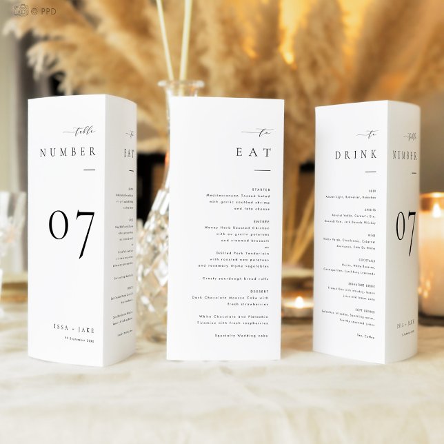 ISSA Elegant Trifold Table Numbers with Menu (Subido por el creador)