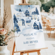 It takes a village Snow Baby Shower Welcome