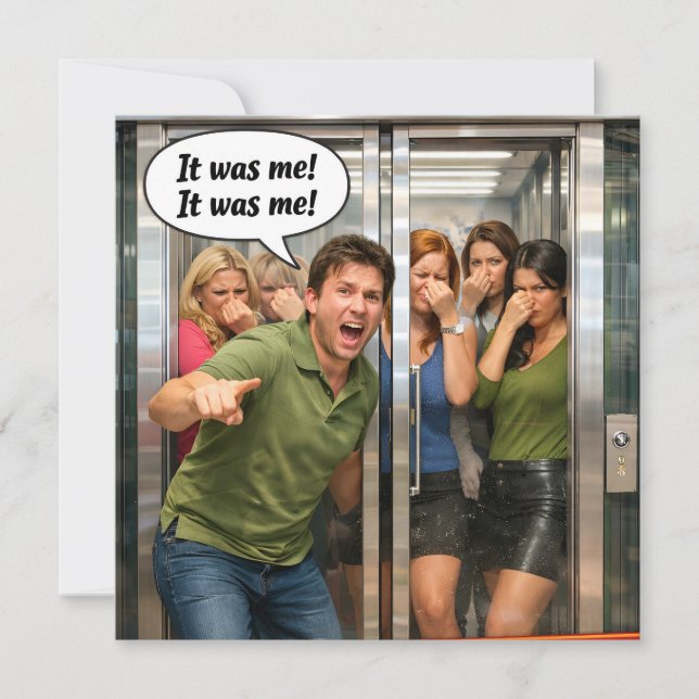 It was me funny elevator fart humour flat (Anverso)