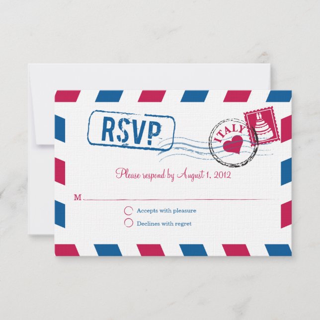 Italia Air Mail Wedding RSVP (Anverso)