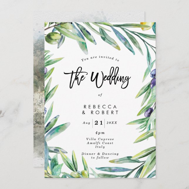 Italia Amalfi vive una invitación nupcial moderna (Anverso / Reverso)