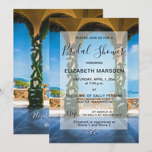 Italia Arches Elegante Bridal Shower Invitación (Anverso / Reverso)