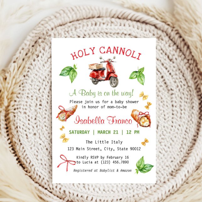 Italia Diversión Santa Cannoli Invitación a Baby S (Italian Holy Cannoli Baby Shower Invitation)