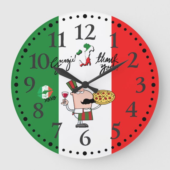 Italia Grazie Pizza Bola italiana besada reloj de  (Anverso)