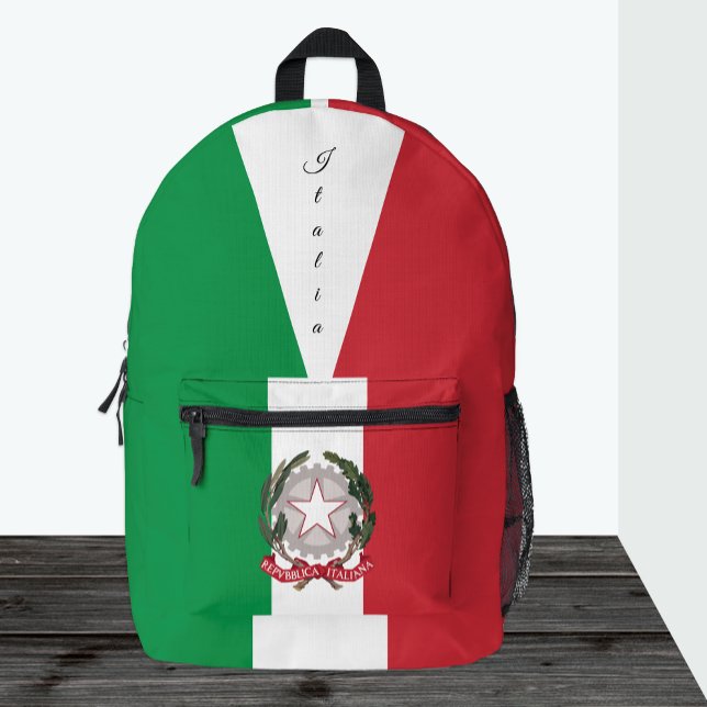 Italia, mochila roja/verde, bandera italiana (Subido por el creador)