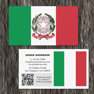 Italia moderna, tarjeta de visita, bandera italian