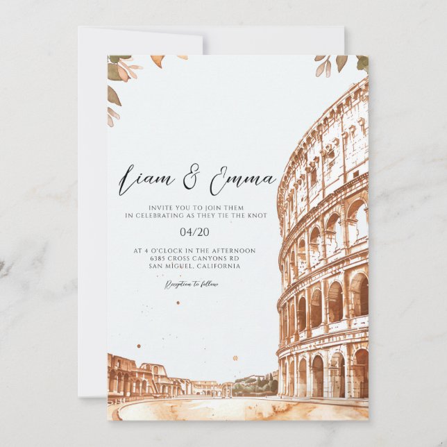Italia Paisaje de Roma Invitación a la boda (Anverso)