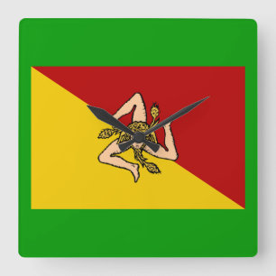 Italia: Reloj de pared con bandera siciana