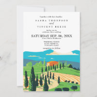 Italia Toscana Invitación a la Boda Retro