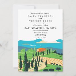 Italia Toscana Invitación a la Boda Retro
