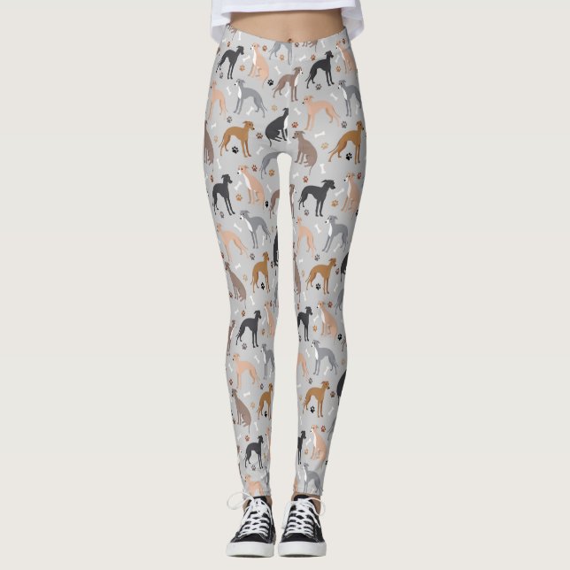 Italian Greyhound Dog Bones and Paws Leggings (Anverso)